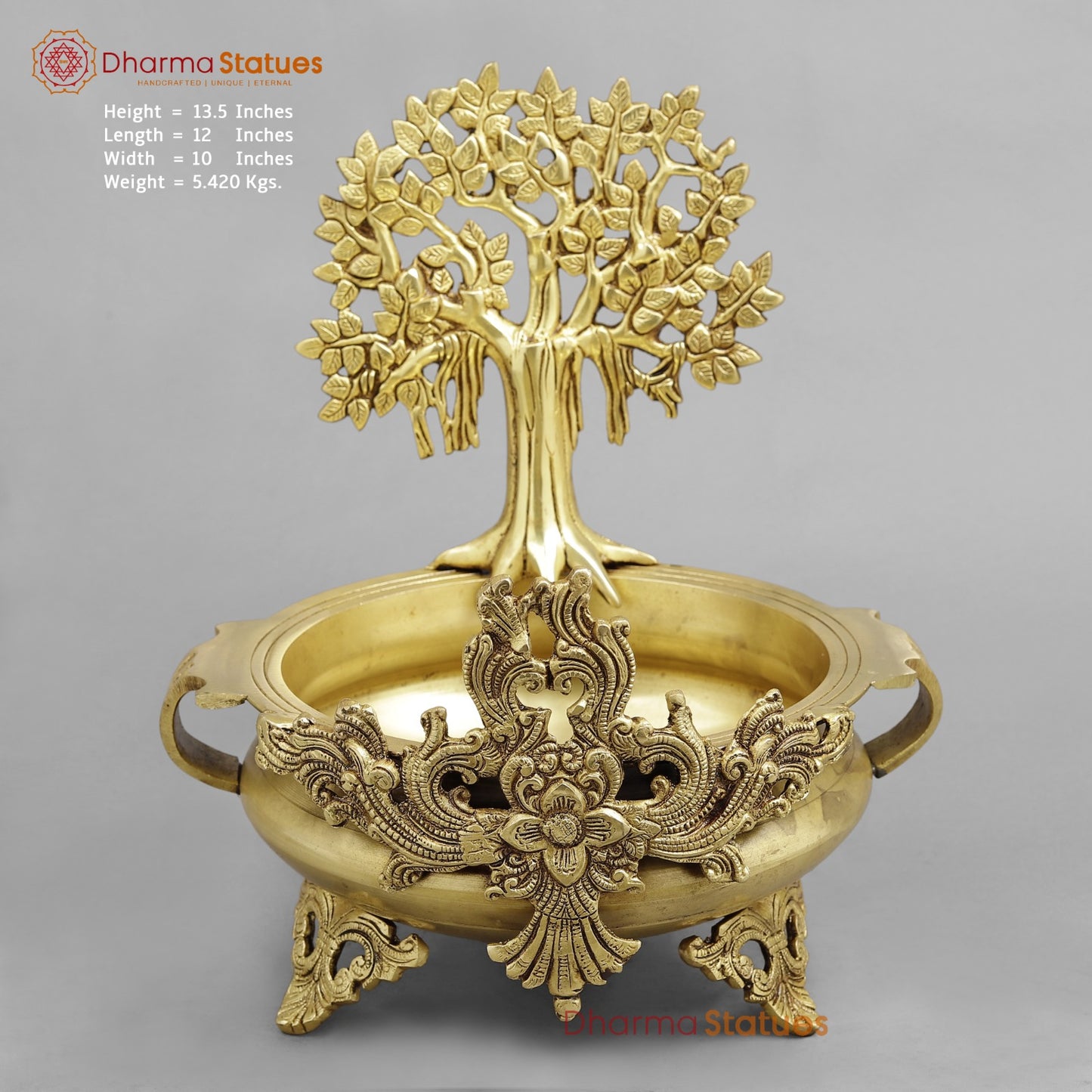 Brass Tree Urli, Golden Finish 13.5”