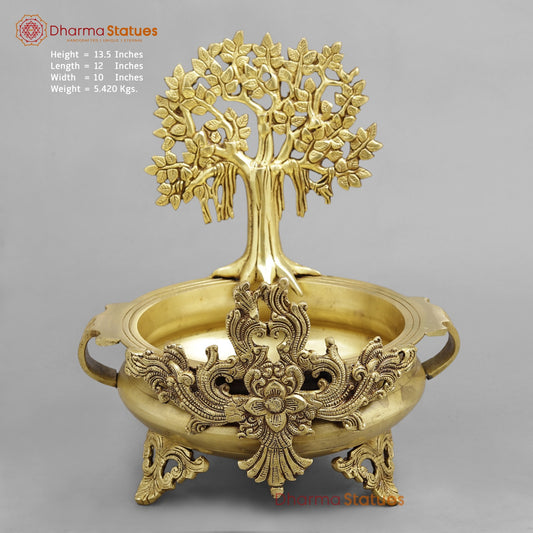 Brass Tree Urli, Golden Finish 13.5”