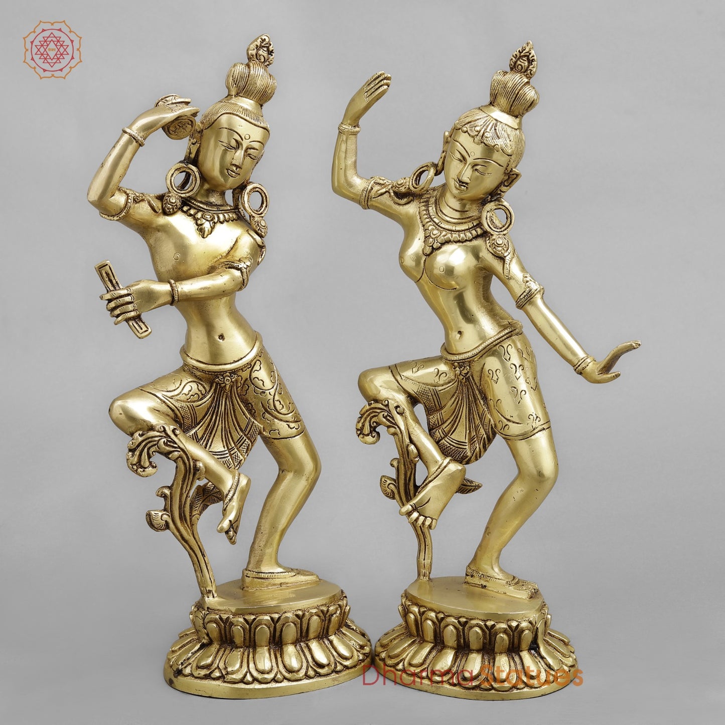 Brass Dancing Shiva Parwati Fine, Golden Finish 16.5”