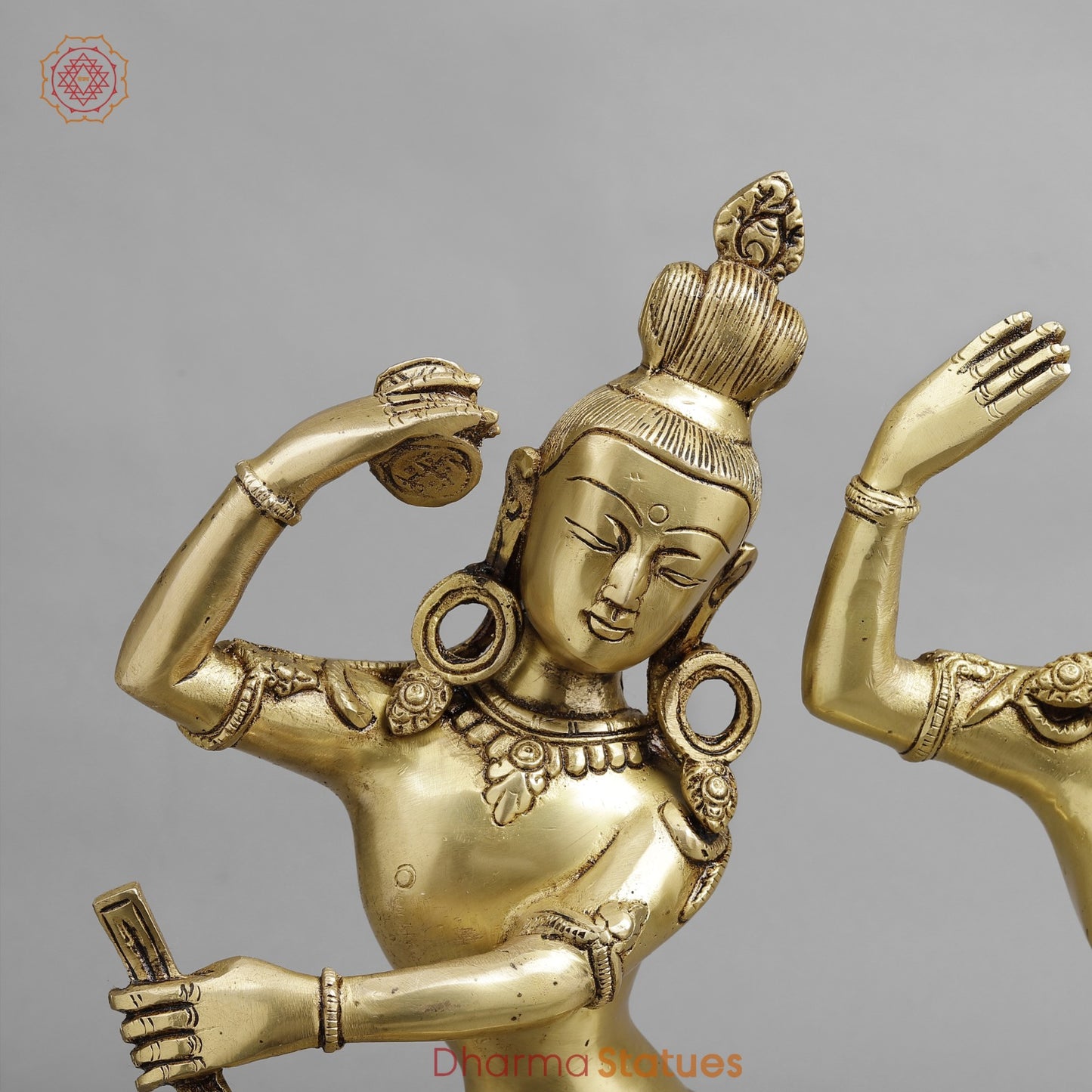 Brass Dancing Shiva Parwati Fine, Golden Finish 16.5”