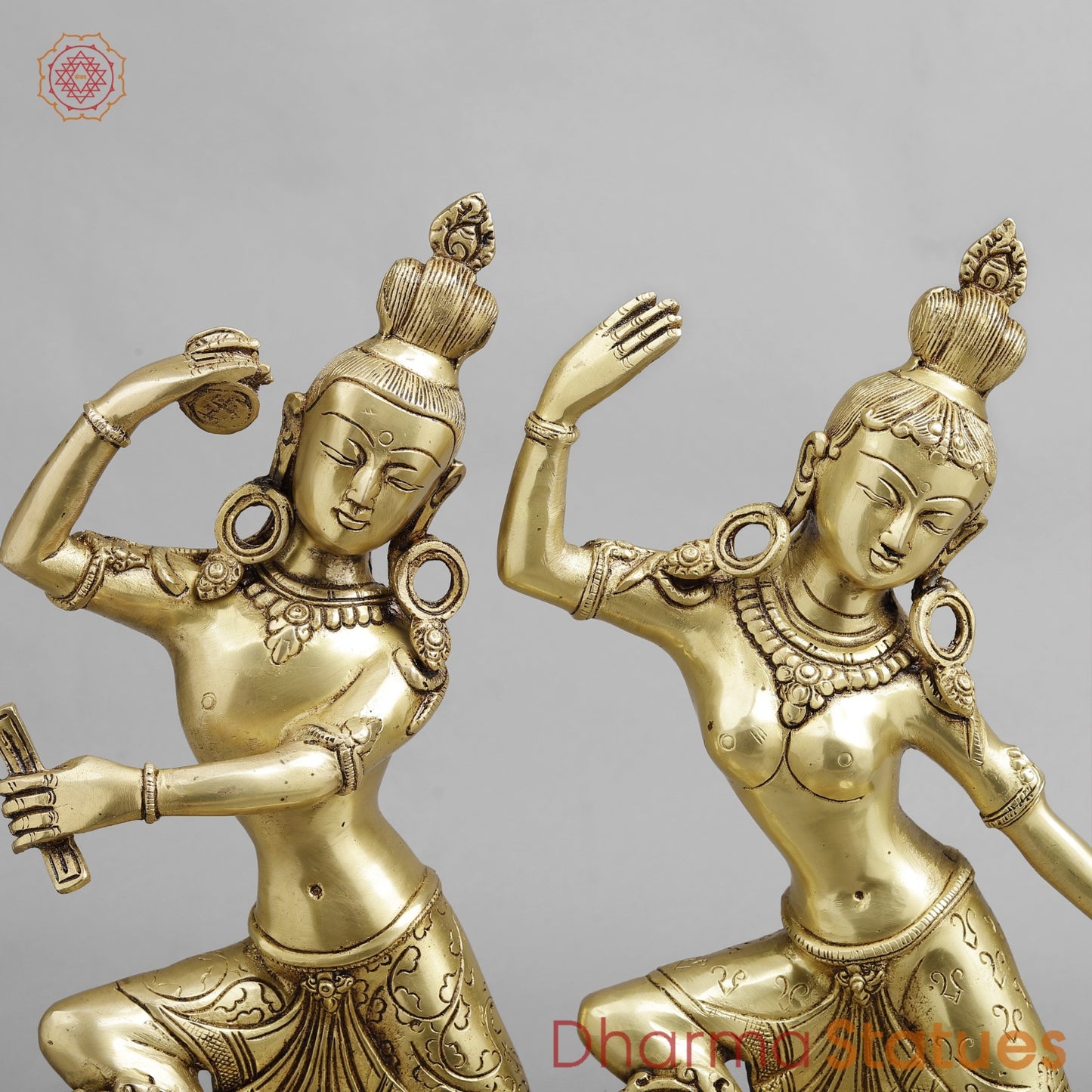 Brass Dancing Shiva Parwati Fine, Golden Finish 16.5”