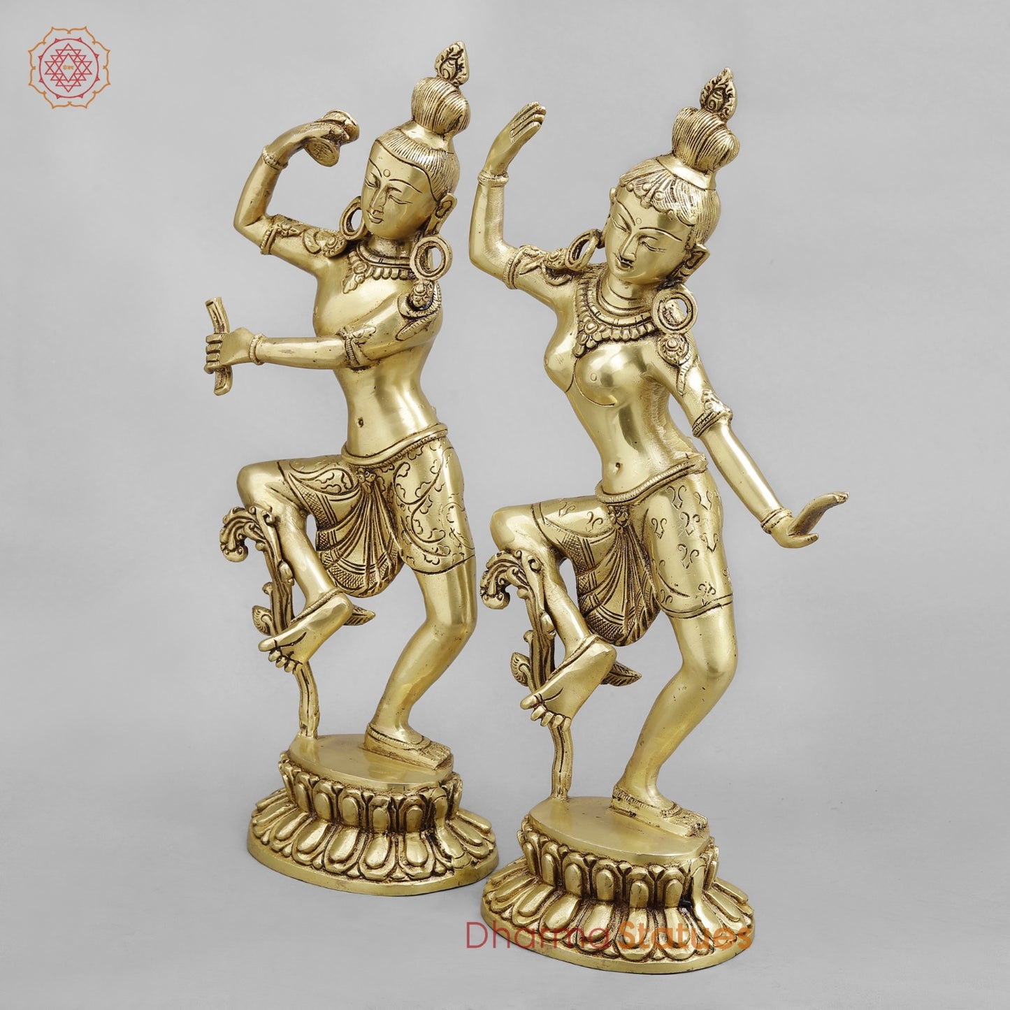 Brass Dancing Shiva Parwati Fine, Golden Finish 16.5”