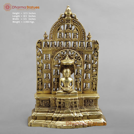 Brass Jain 24 Tirthankar Statue, Golden Finish 12.5”