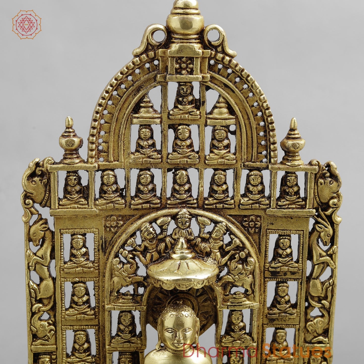 Brass Jain 24 Tirthankar Statue, Golden Finish 12.5”