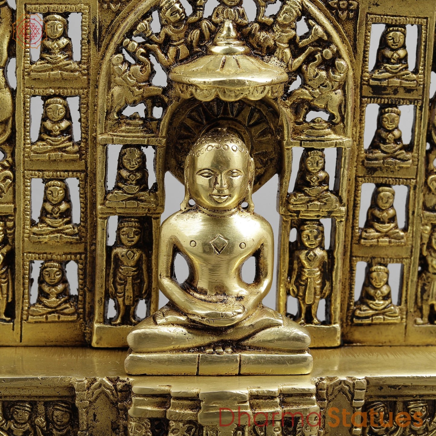 Brass Jain 24 Tirthankar Statue, Golden Finish 12.5”