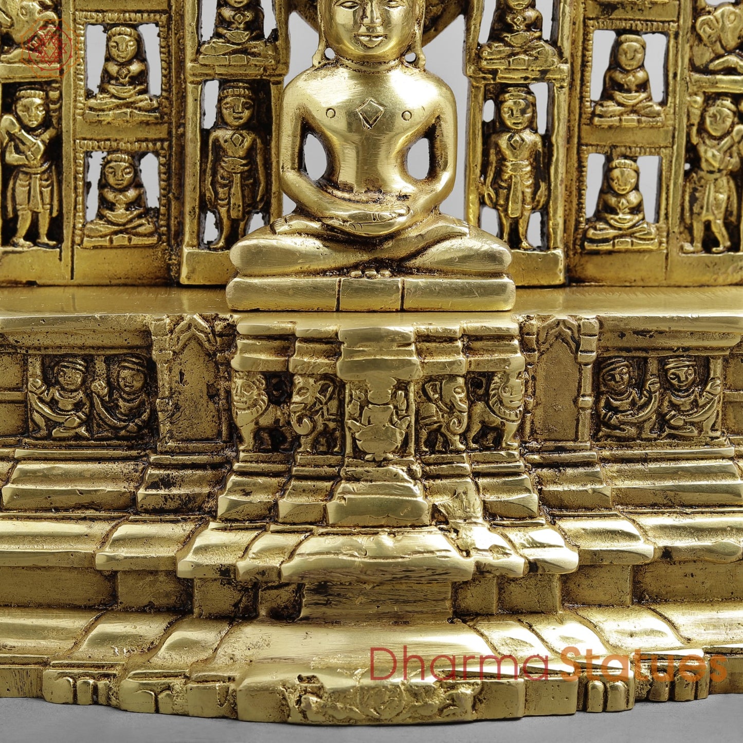 Brass Jain 24 Tirthankar Statue, Golden Finish 12.5”