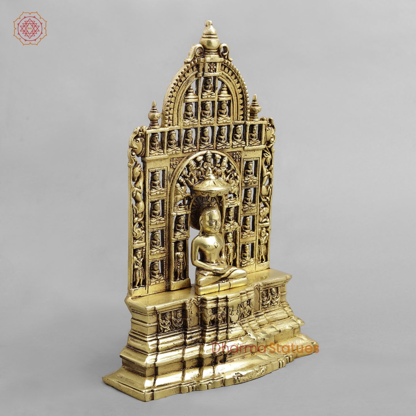 Brass Jain 24 Tirthankar Statue, Golden Finish 12.5”