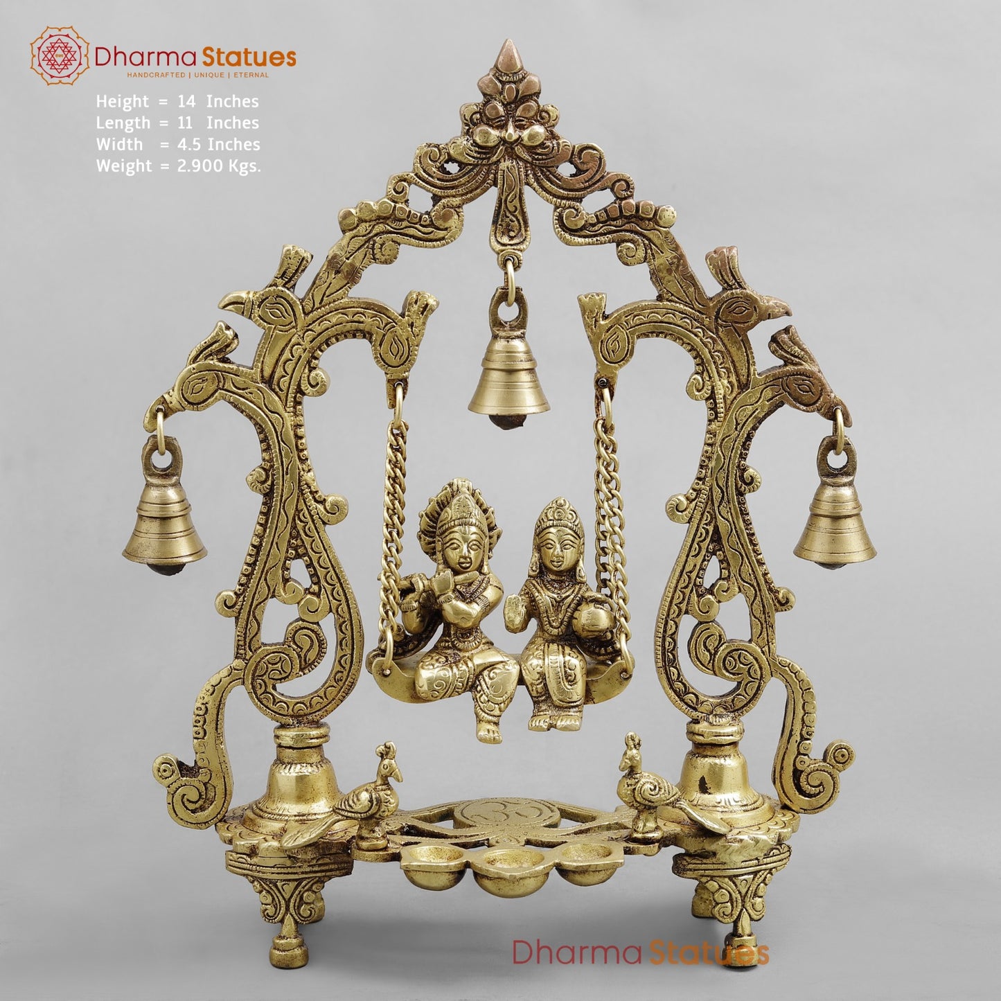 Brass Radha krishna Jhula , Golden Finish 14”