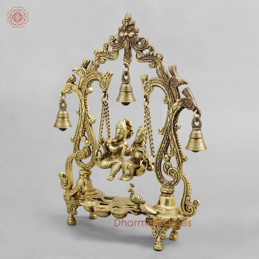 Brass Radha krishna Jhula , Golden Finish 14”