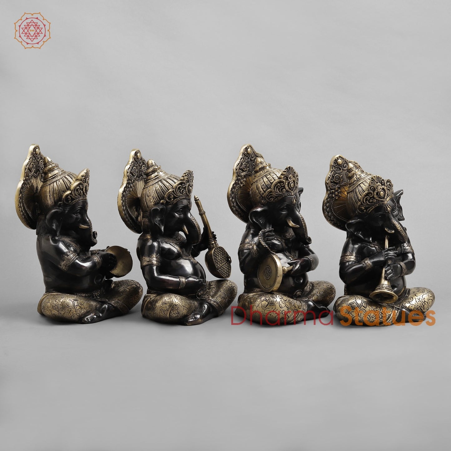 Brass Musician Ganesh , Deep Black finish 12”