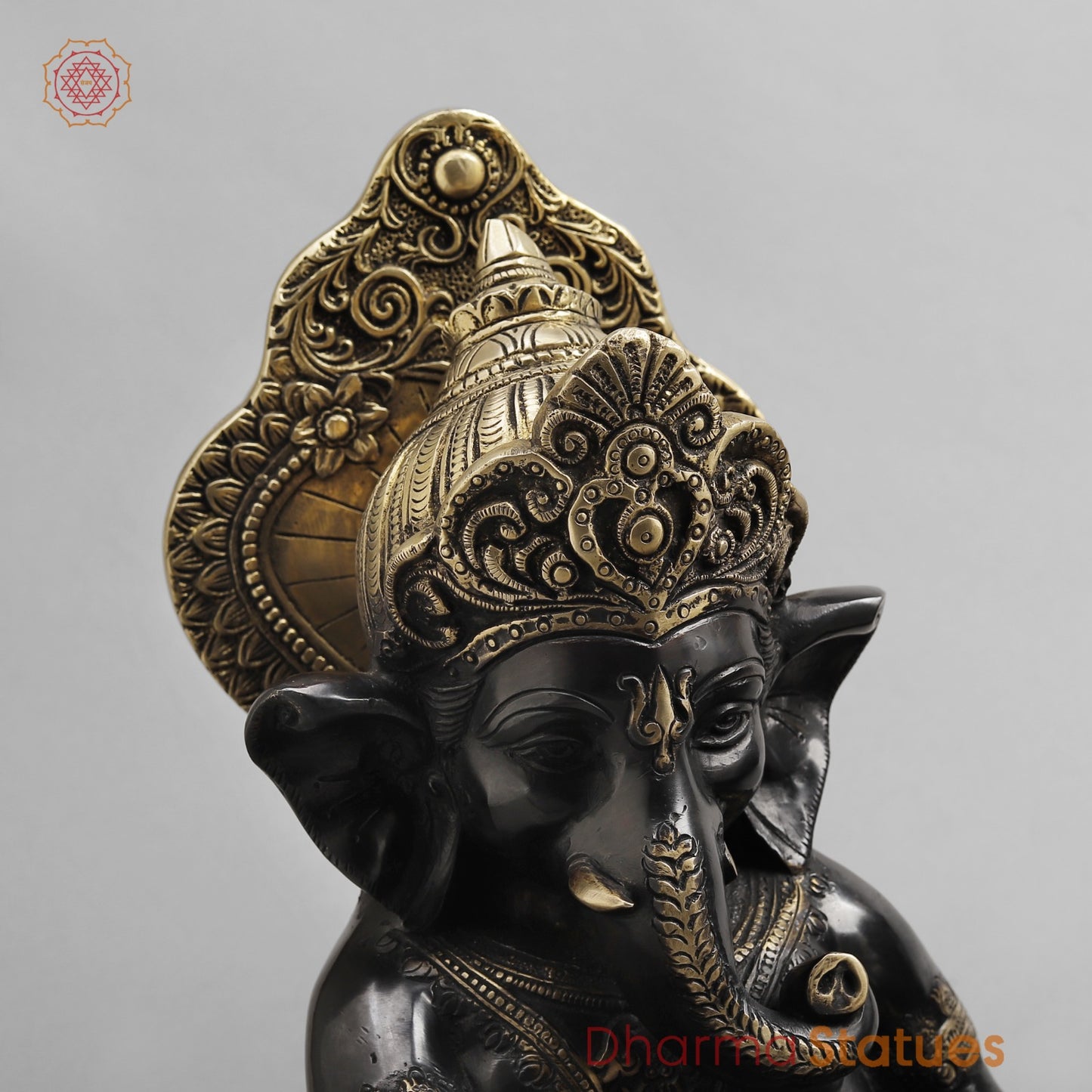 Brass Musician Ganesh , Deep Black finish 12”