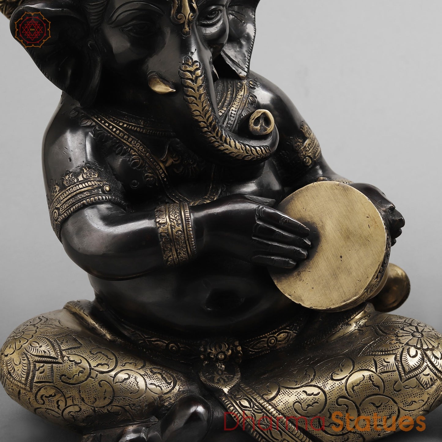 Brass Musician Ganesh , Deep Black finish 12”