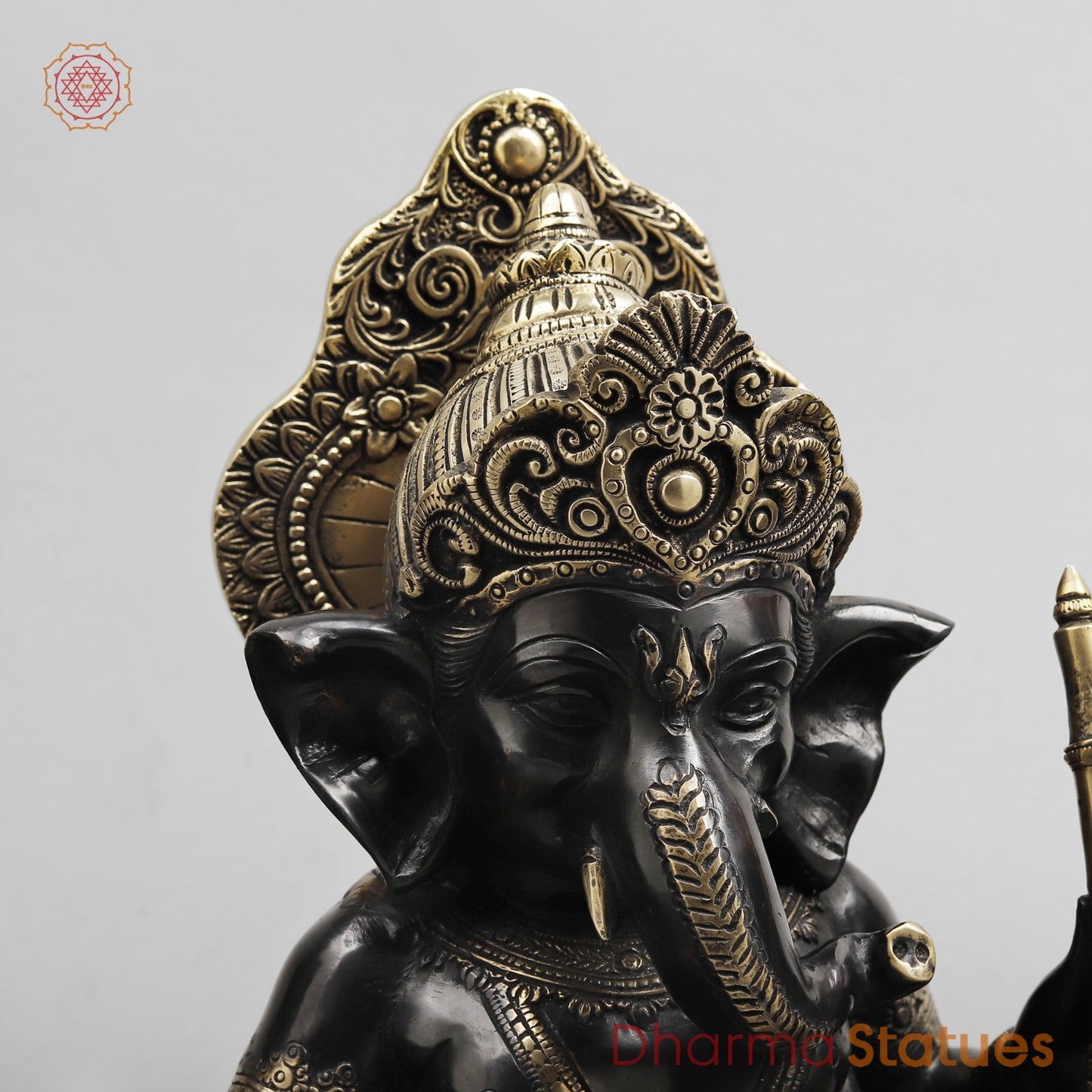 Brass Musician Ganesh , Deep Black finish 12”