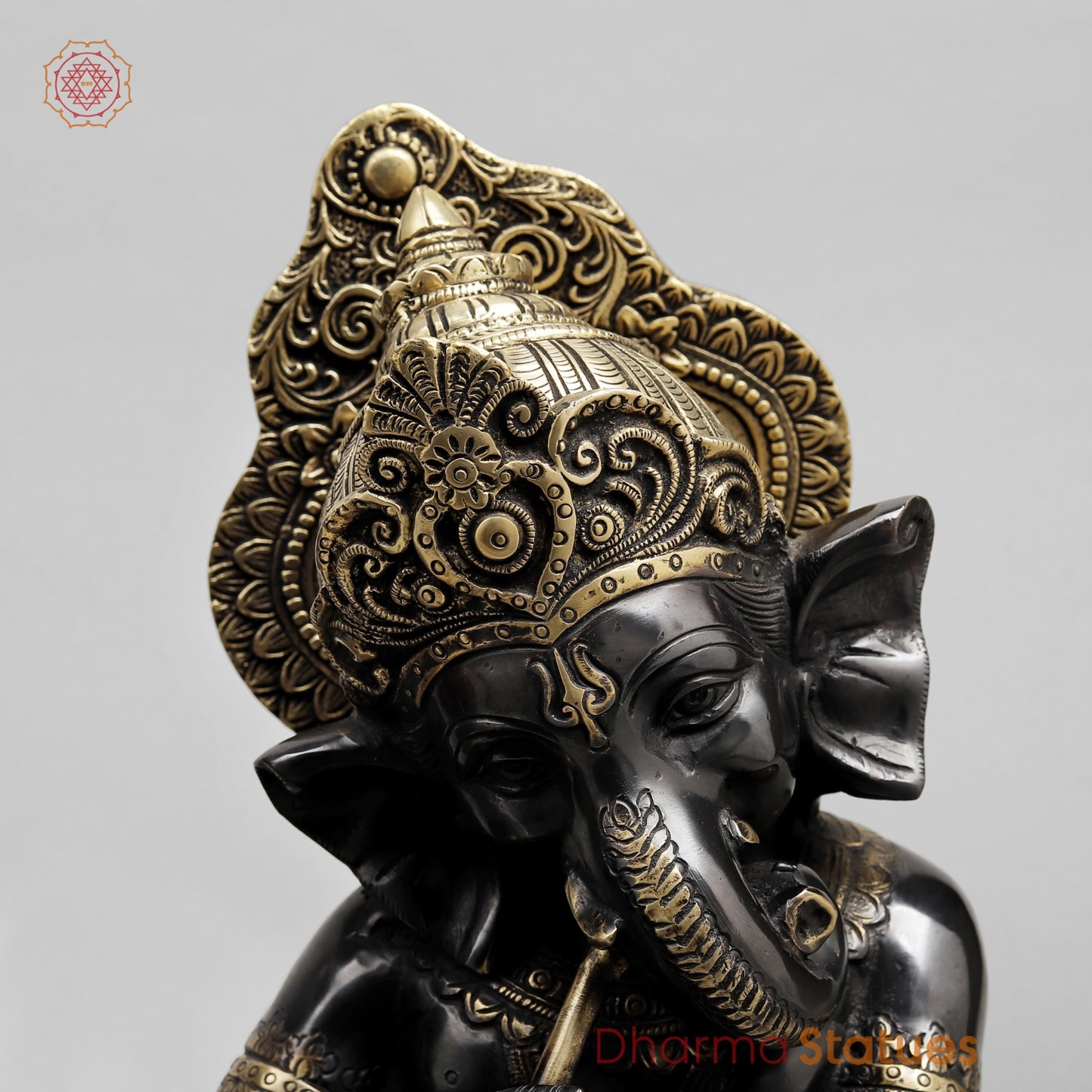 Brass Musician Ganesh , Deep Black finish 12”