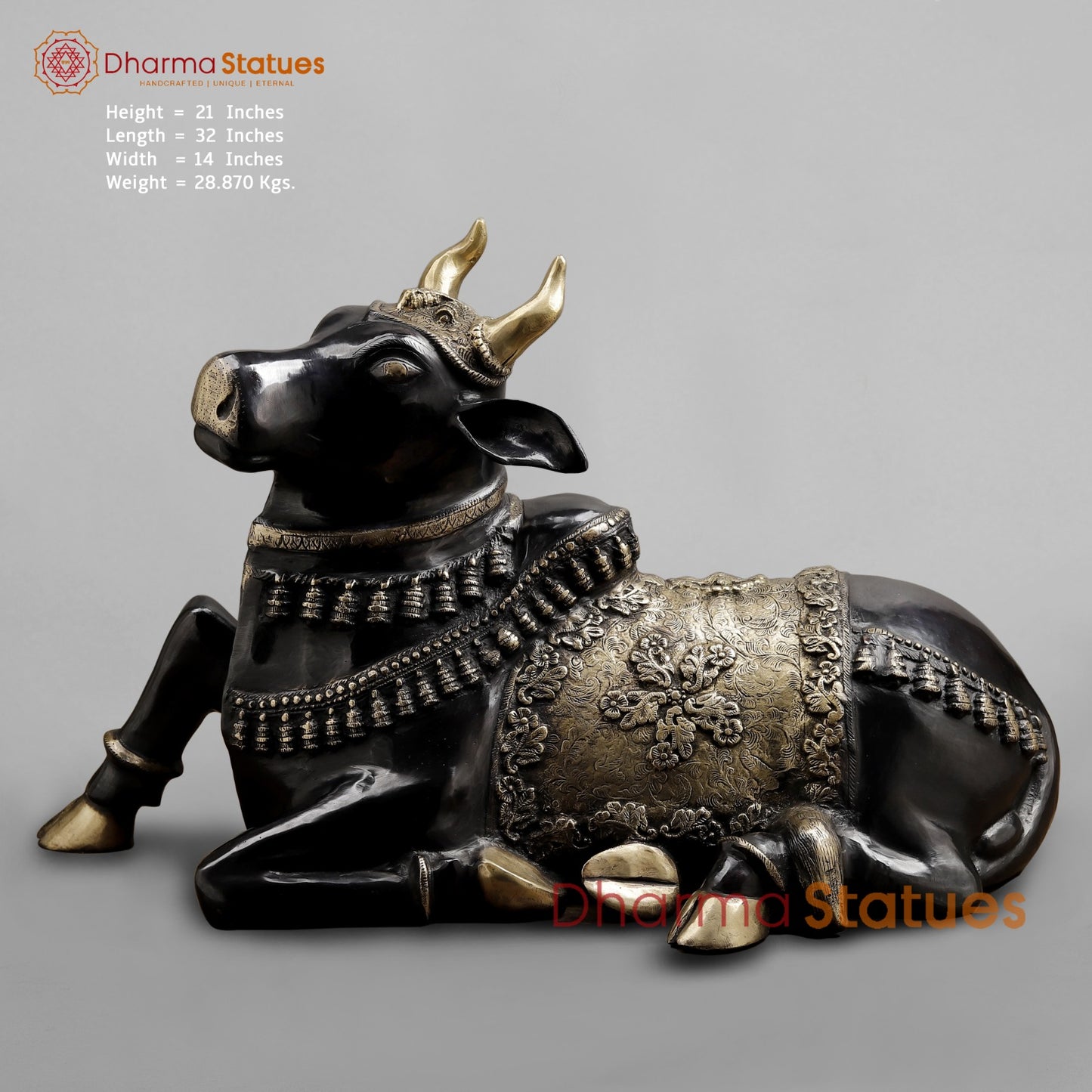 Brass Nandi Seated Fine, Royal Black Finish 32”