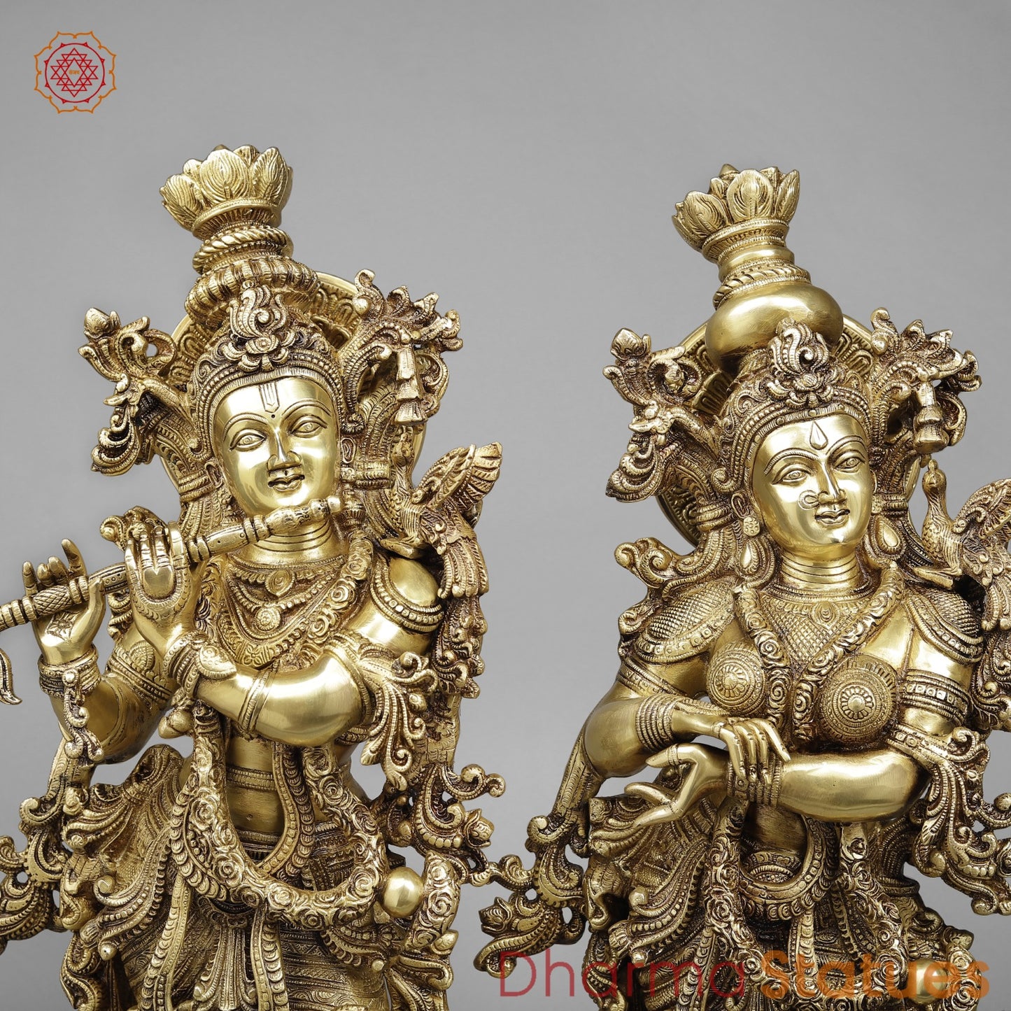 Brass Radha Krishna (Premium Quality), Fine Golden Finish 30”