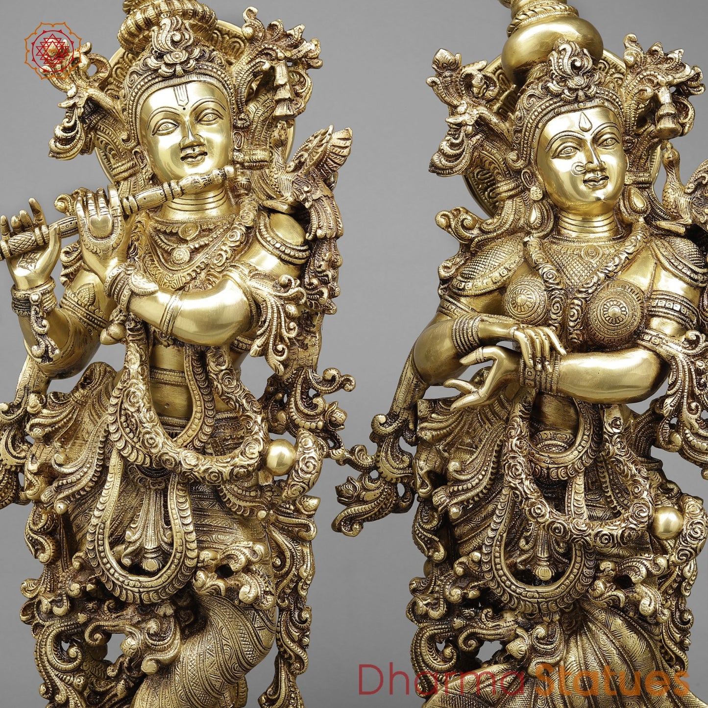 Brass Radha Krishna (Premium Quality), Fine Golden Finish 30”