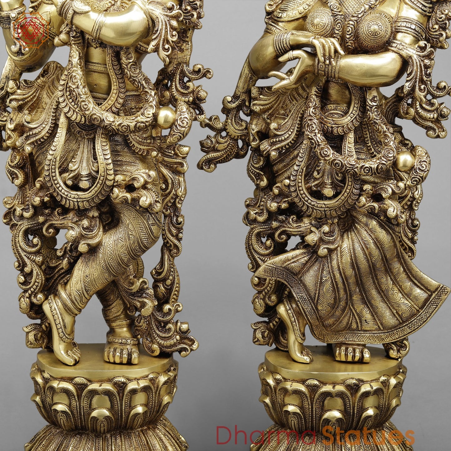 Brass Radha Krishna (Premium Quality), Fine Golden Finish 30”