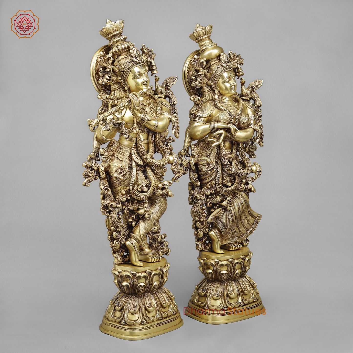 Brass Radha Krishna (Premium Quality), Fine Golden Finish 30”