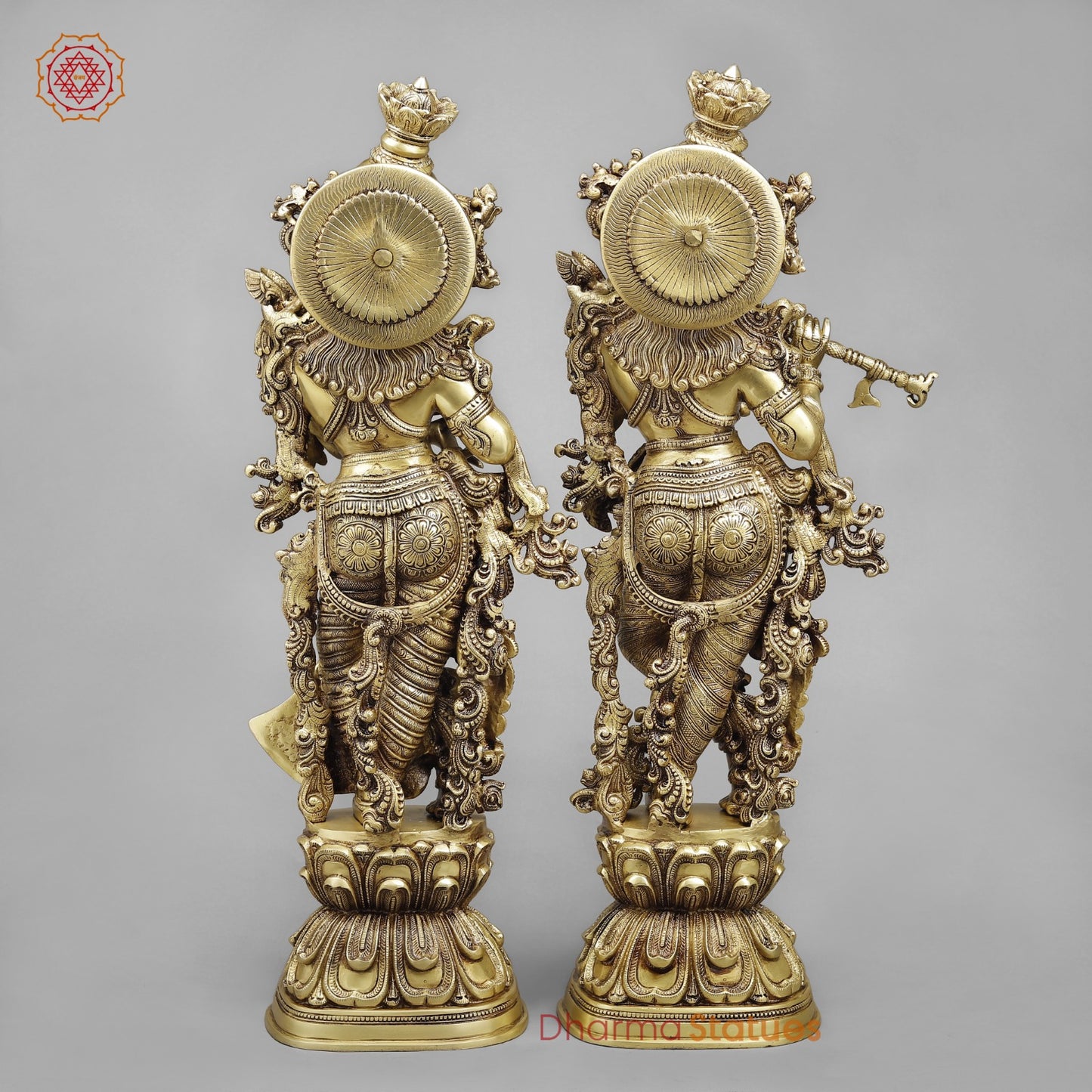 Brass Radha Krishna (Premium Quality), Fine Golden Finish 30”