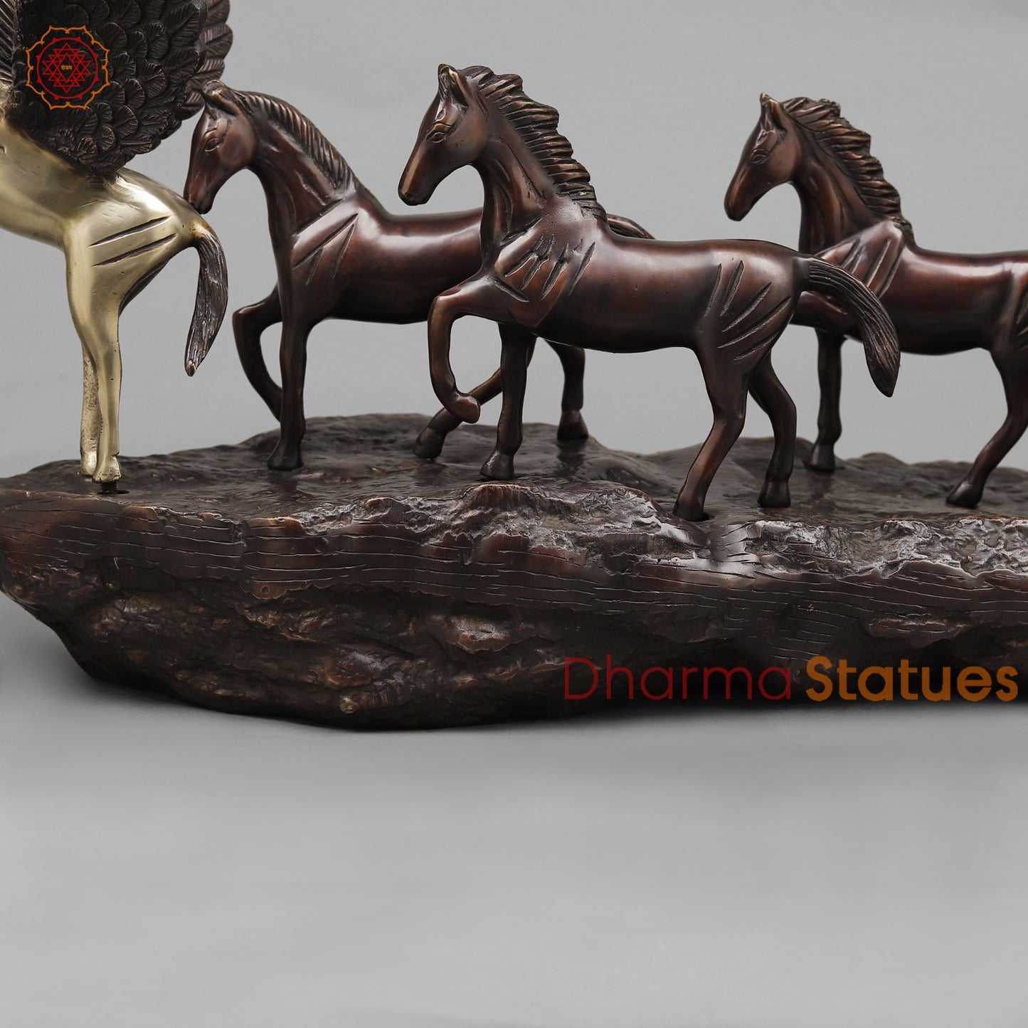 Brass Lucky 7 Horses , Dual Tone finish 36” (Vastu Complient)