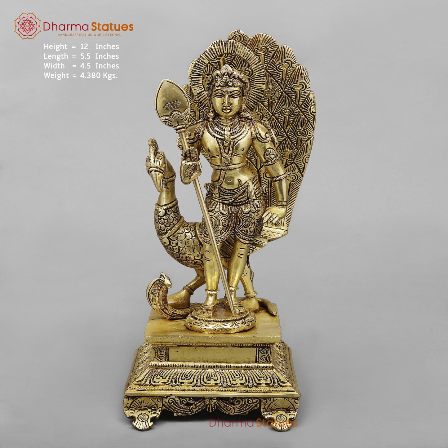 Brass Murugan Fine, Golden finish 12”