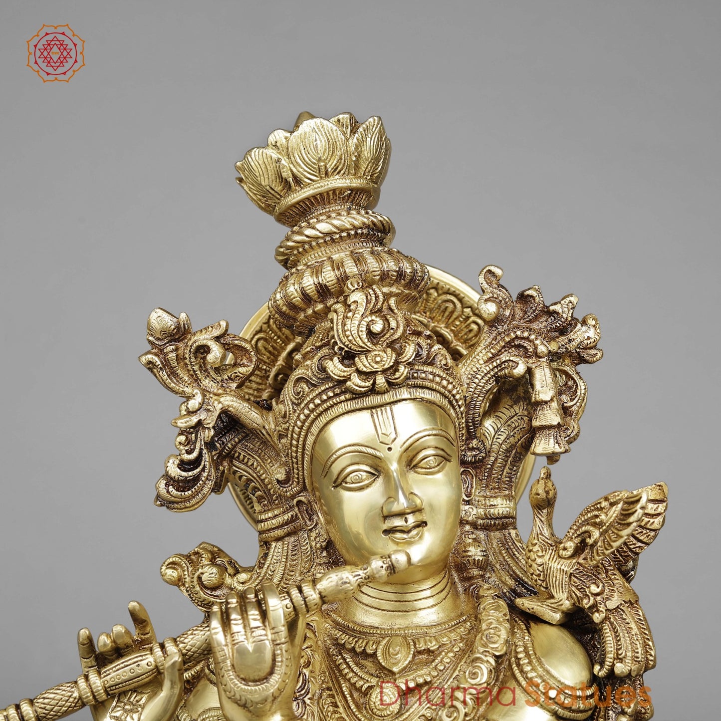 Brass Krishna Standing (Premium Quality), Gold Finish 30”