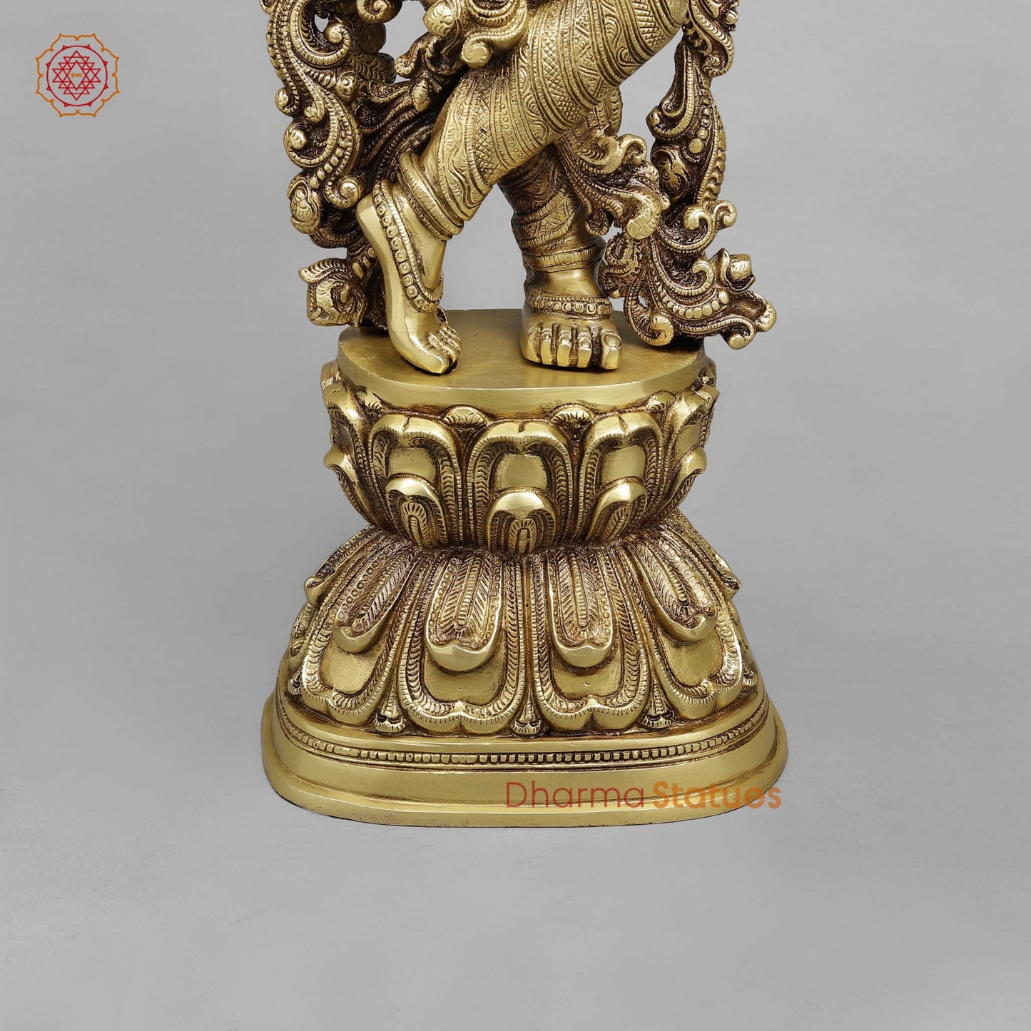 Brass Krishna Standing (Premium Quality), Gold Finish 30”