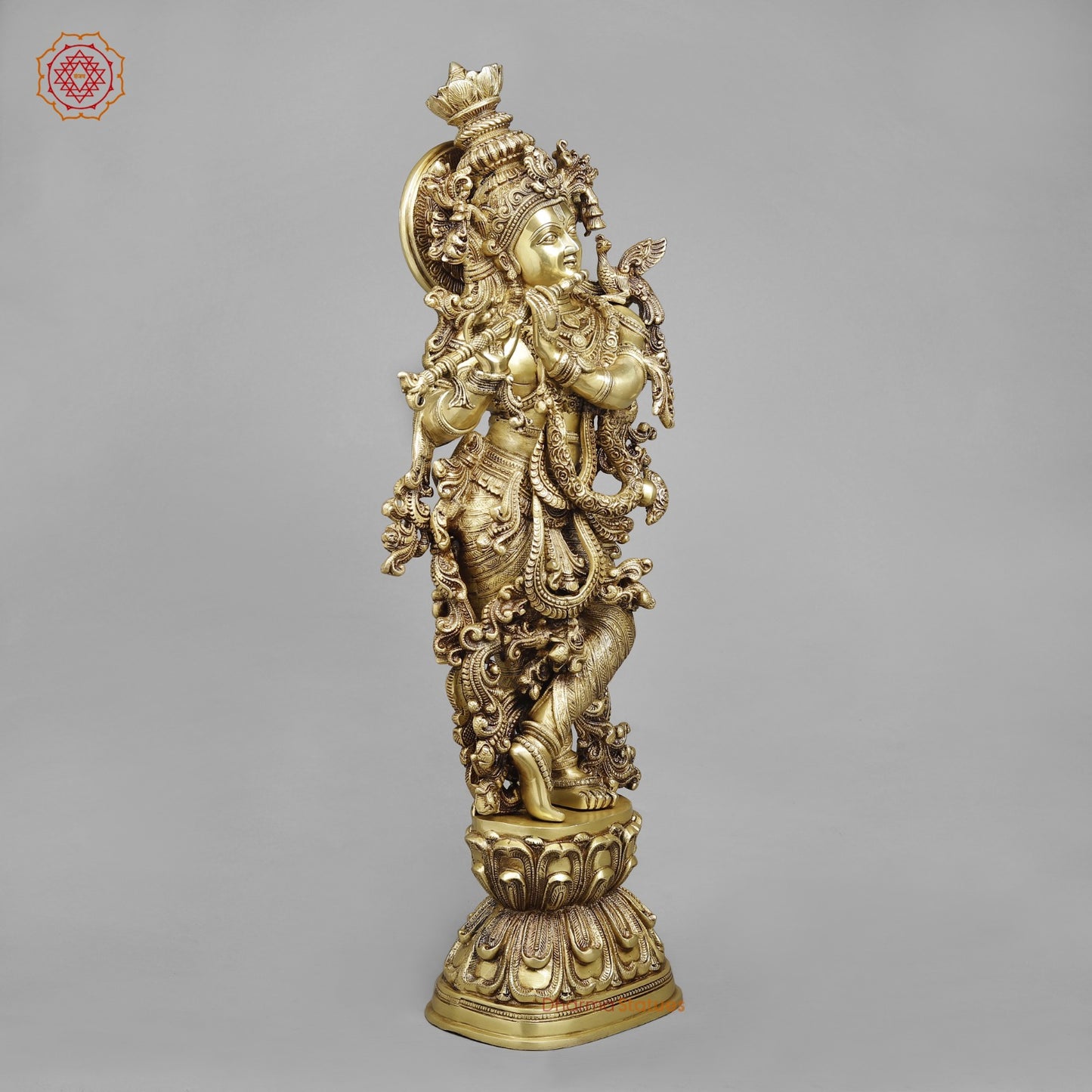 Brass Krishna Standing (Premium Quality), Gold Finish 30”