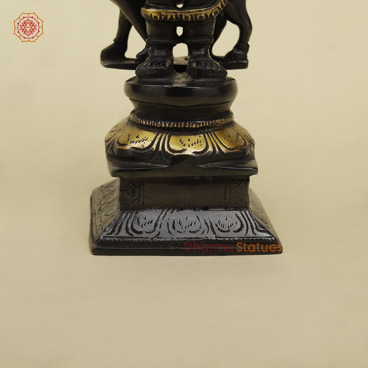 Brass Bhairo Standing Fine, Black and gold Finish 11”