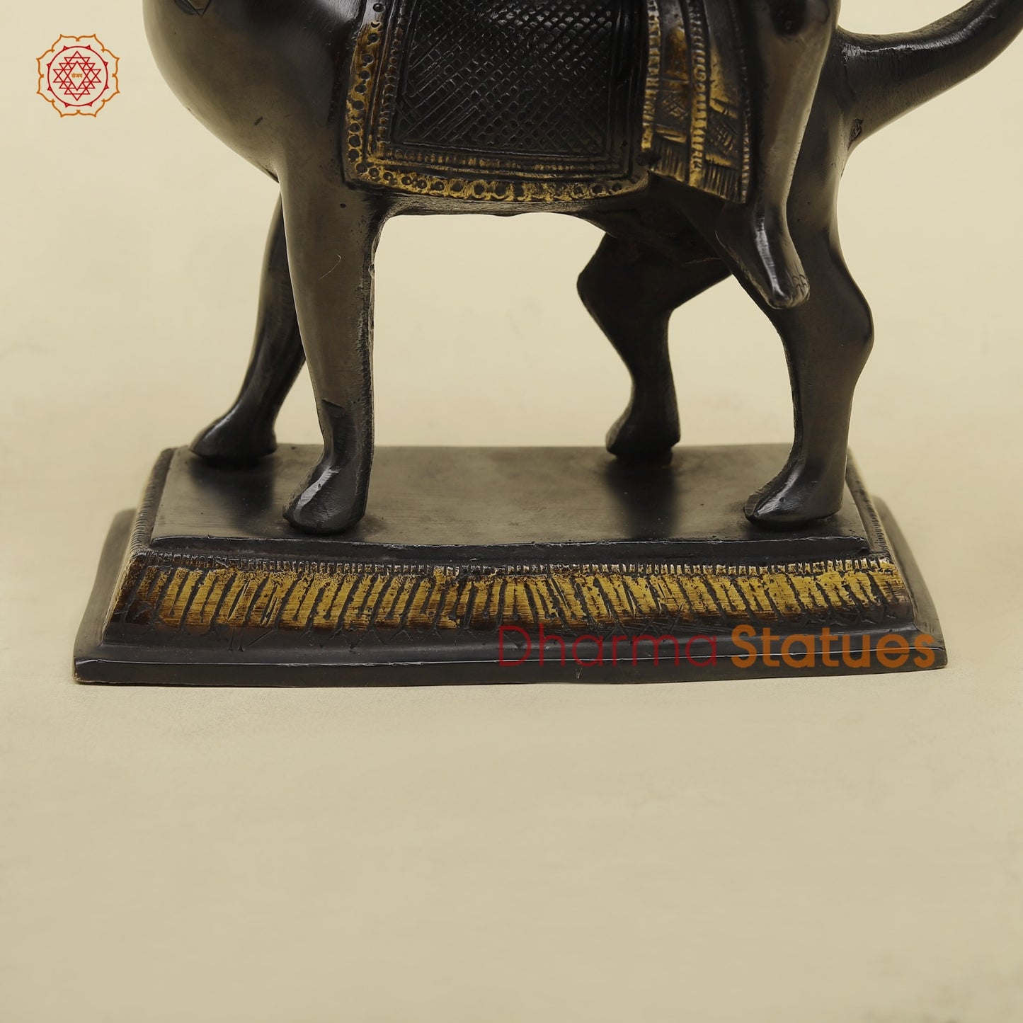 Brass Bhairav Seated Fine, Black and gold Finish 9.5”