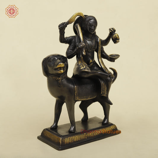 Brass Bhairav Seated Fine, Black and gold Finish 9.5”