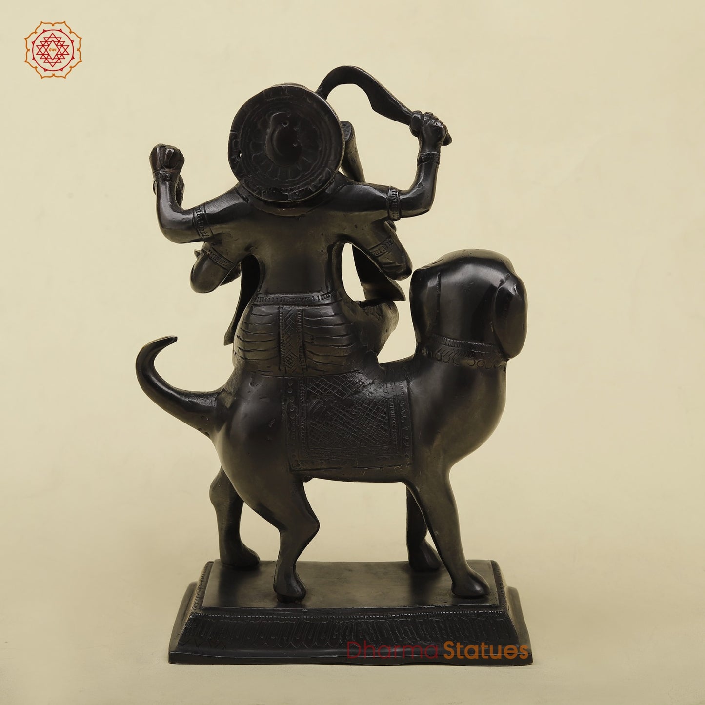 Brass Bhairav Seated Fine, Black and gold Finish 9.5”