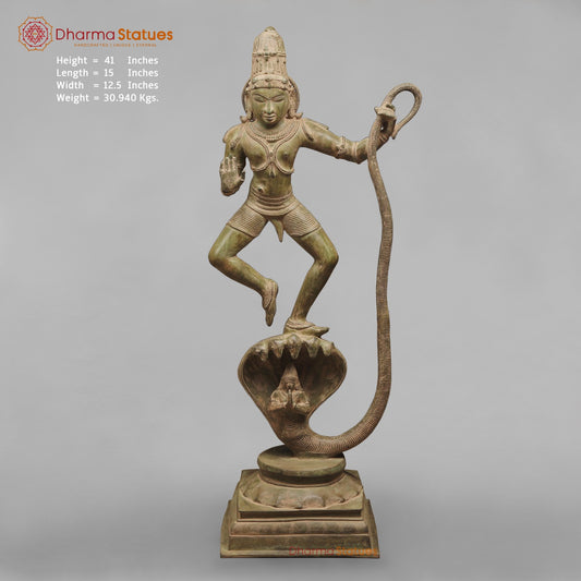 Brass Kalinga Krishna Fine, Green Patina 41”