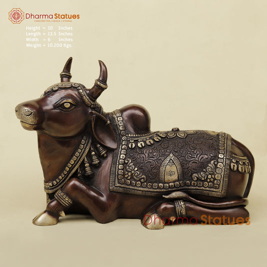 Brass Nanadi seated With Carving Fine, Copper Finish 13.5”