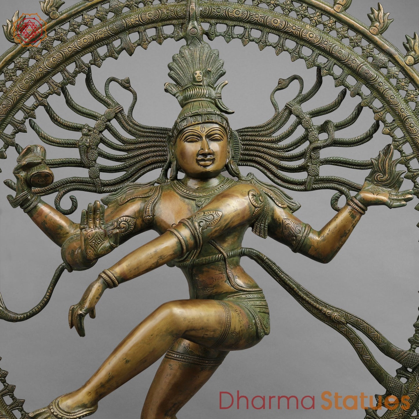 Brass Natraj Dancing shiva Fine, Antique Patina 37”