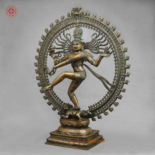 Brass Natraj Dancing shiva Fine, Antique Patina 37”