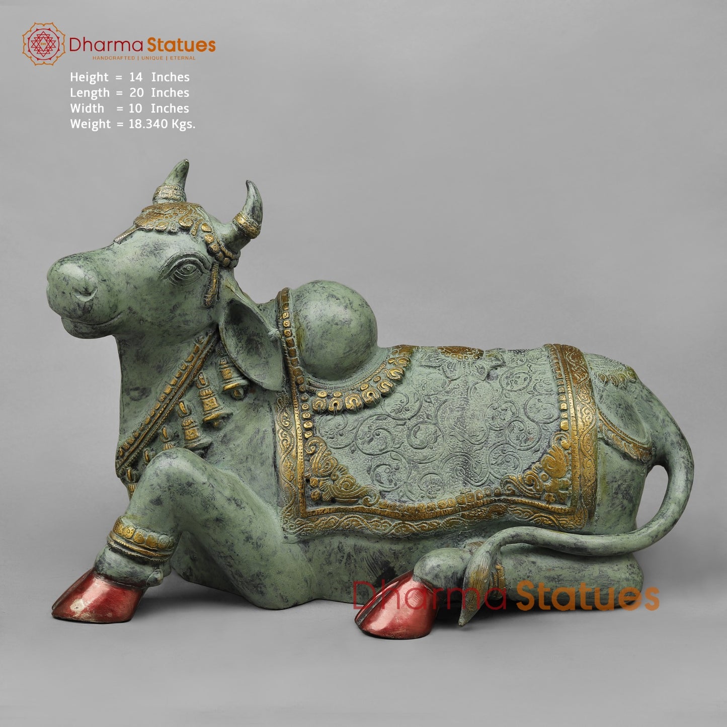 Brass Nandi Seated Fine, Green Patina finish 20”