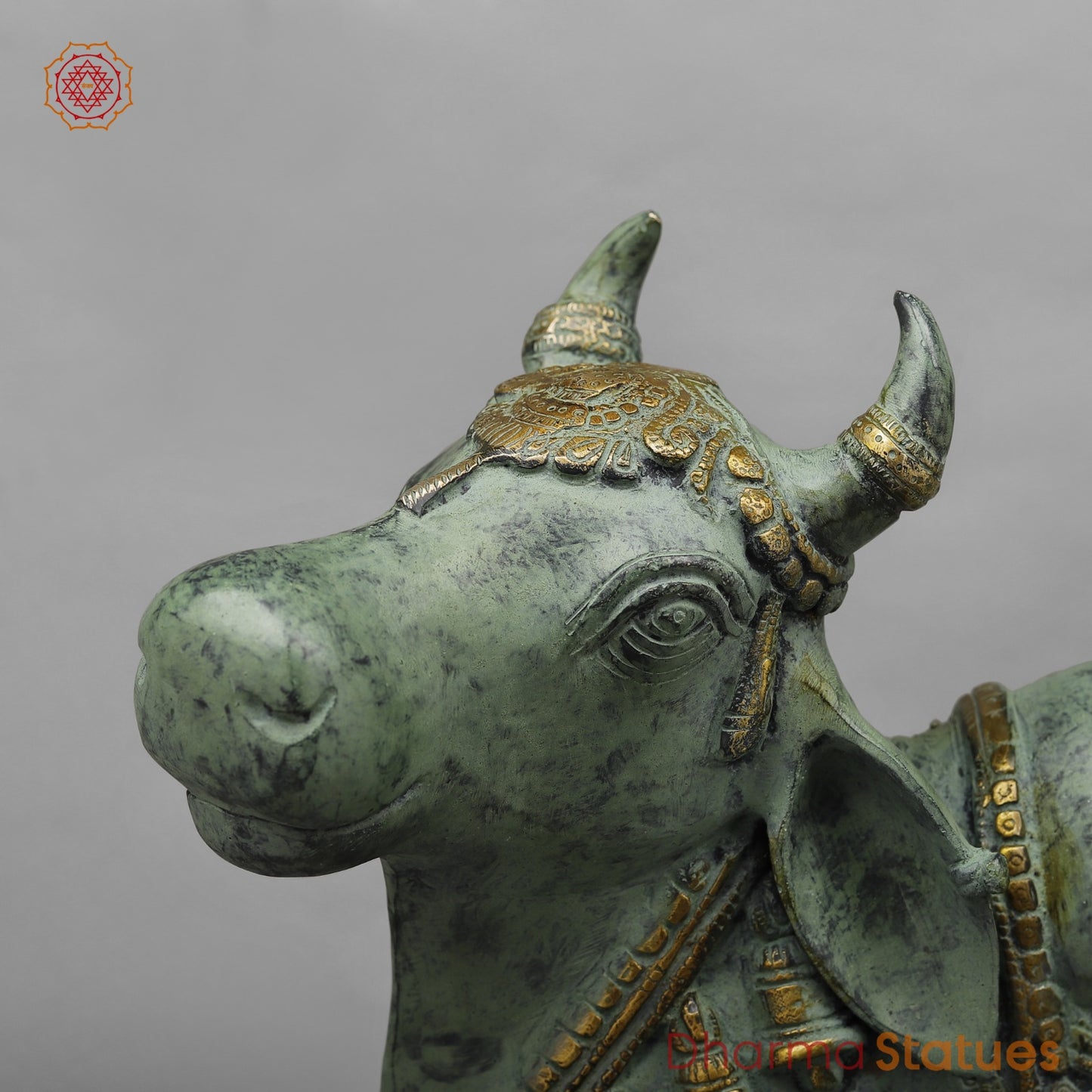 Brass Nandi Seated Fine, Green Patina finish 20”