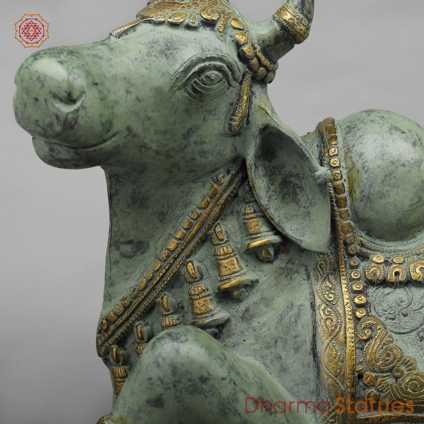 Brass Nandi Seated Fine, Green Patina finish 20”