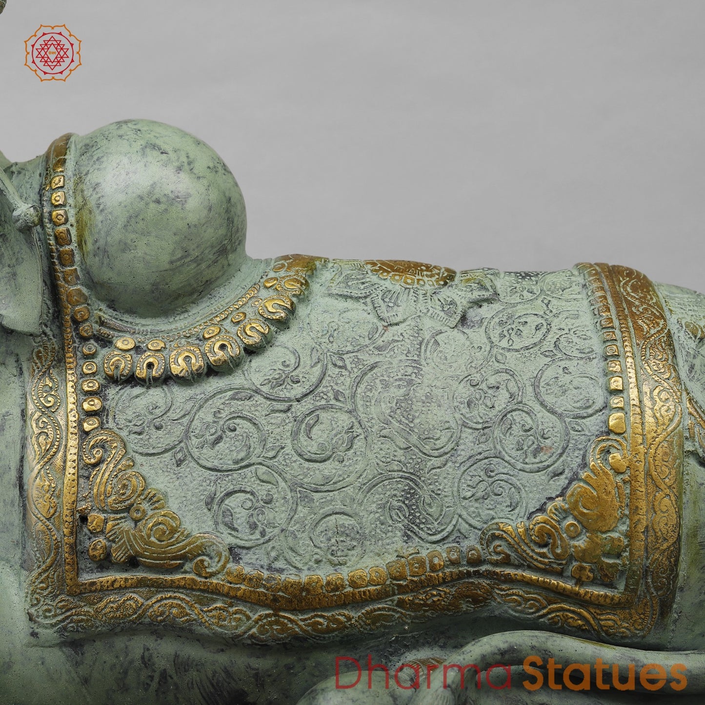 Brass Nandi Seated Fine, Green Patina finish 20”