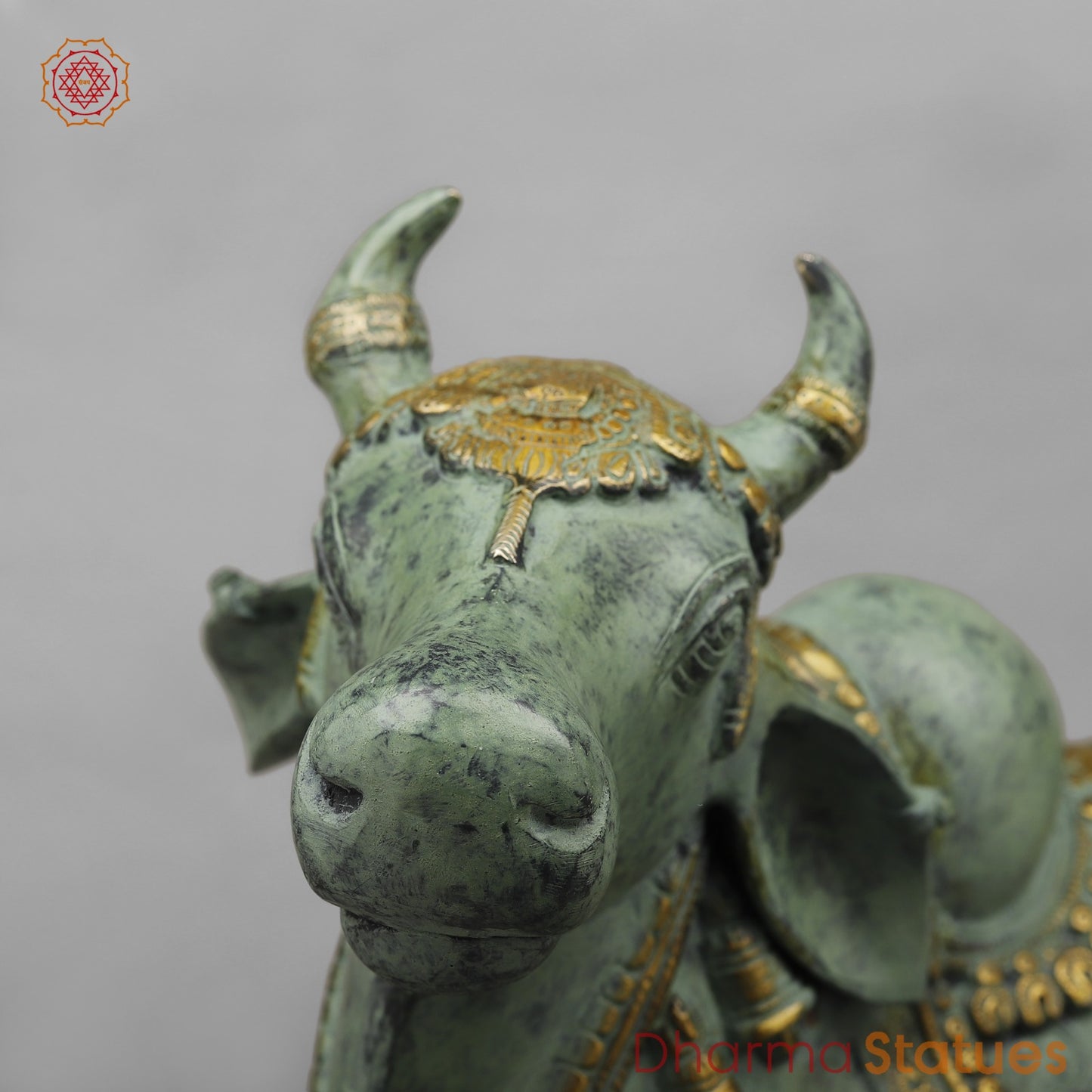 Brass Nandi Seated Fine, Green Patina finish 20”