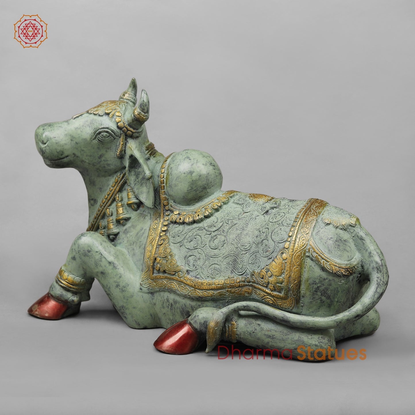 Brass Nandi Seated Fine, Green Patina finish 20”