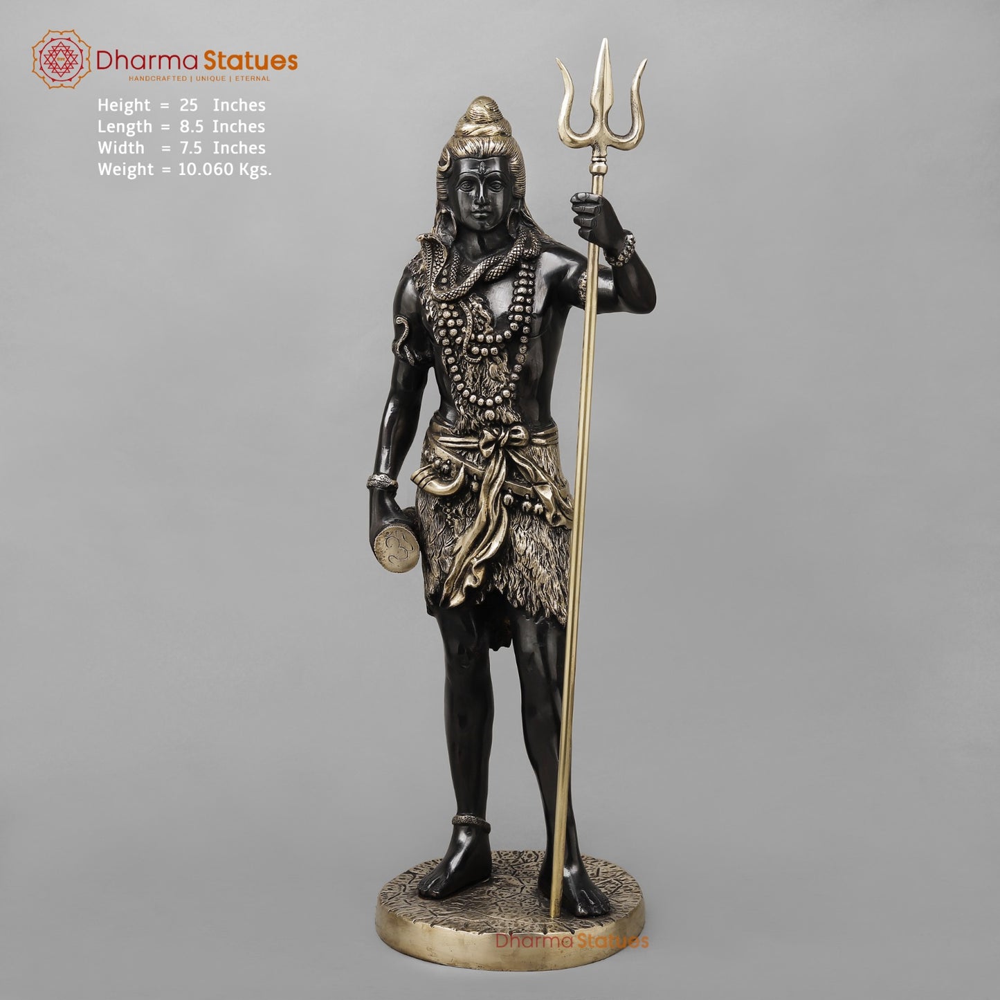 Brass Shiva Standing Fine, Royal Black finish 25”