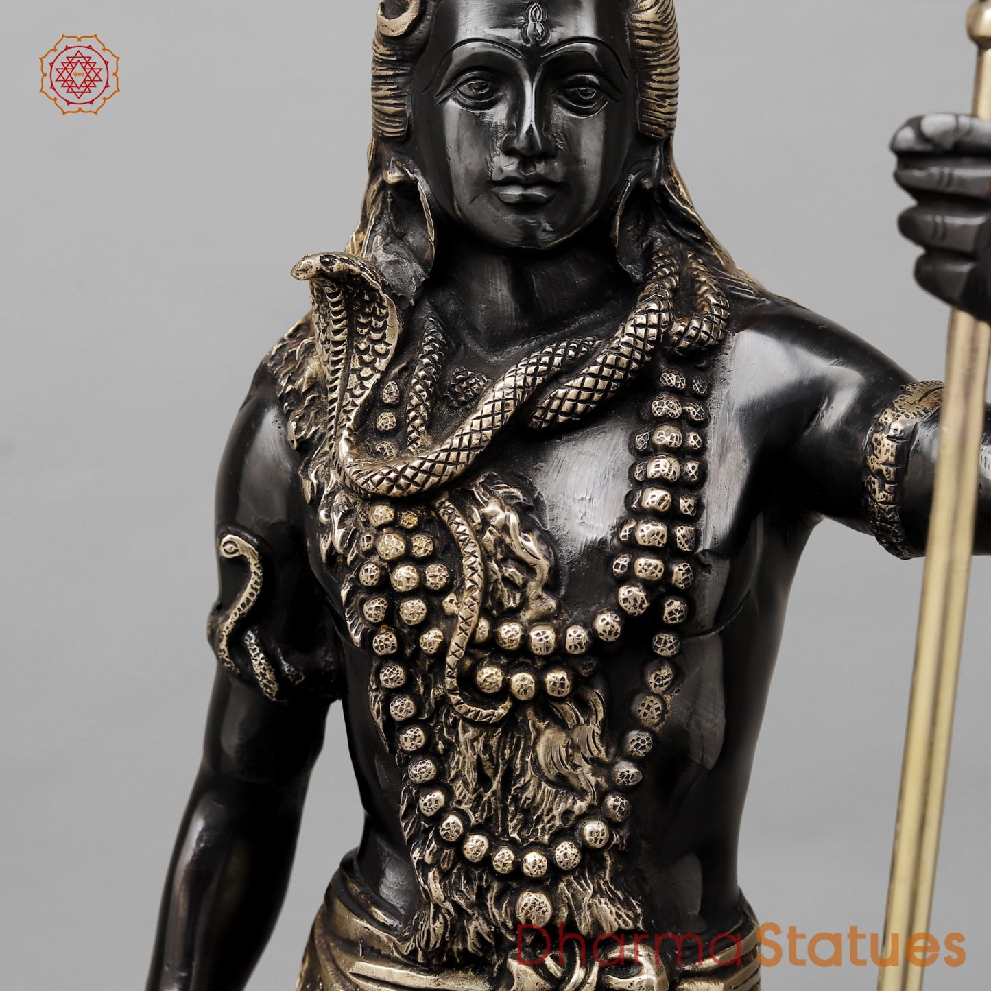 Brass Shiva Standing Fine, Royal Black finish 25”