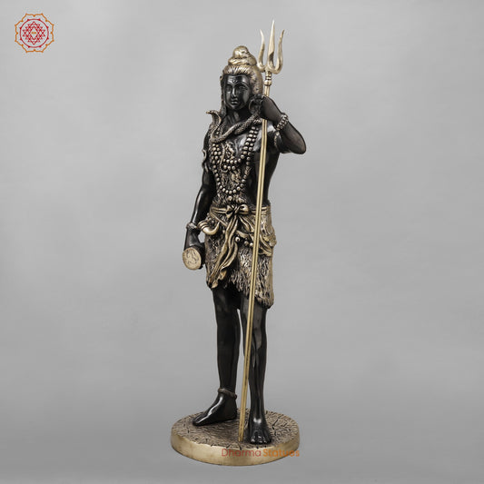 Brass Shiva Standing Fine, Royal Black finish 25”