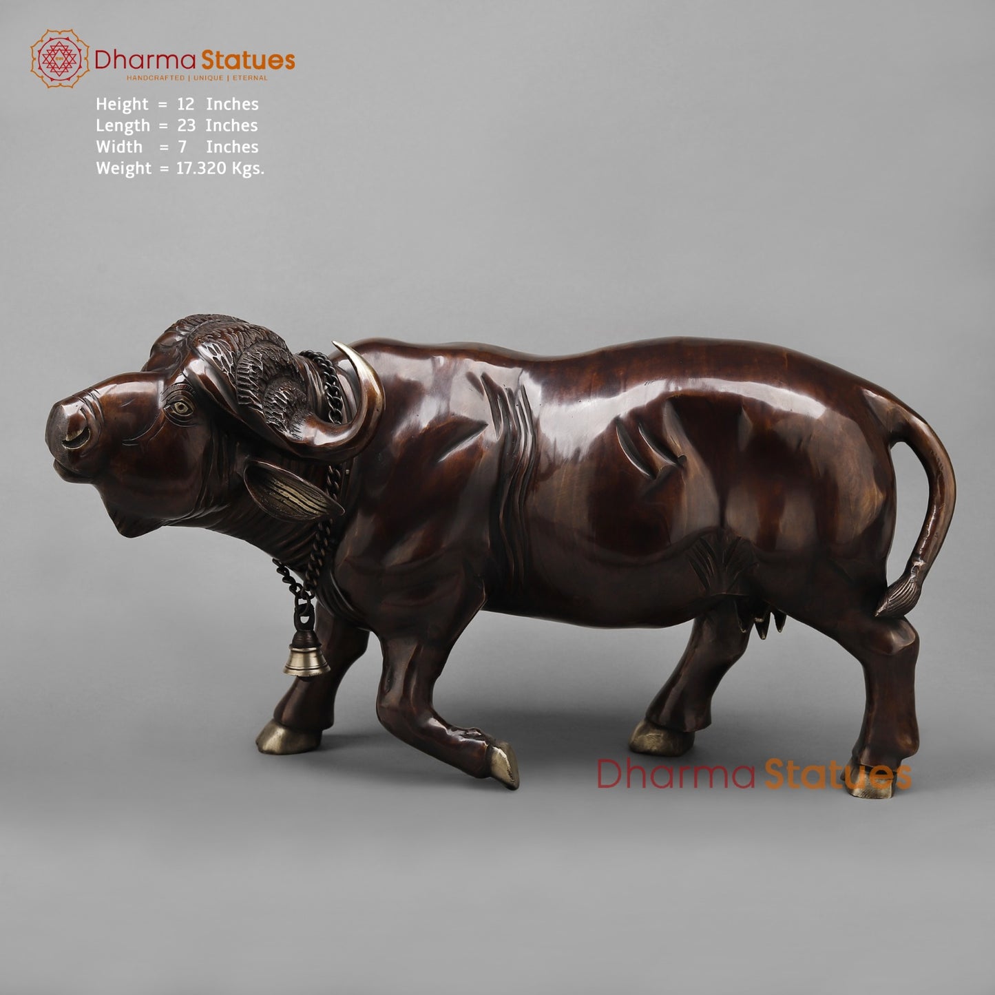 Brass Standing Buffalo, Copper finish 23”
