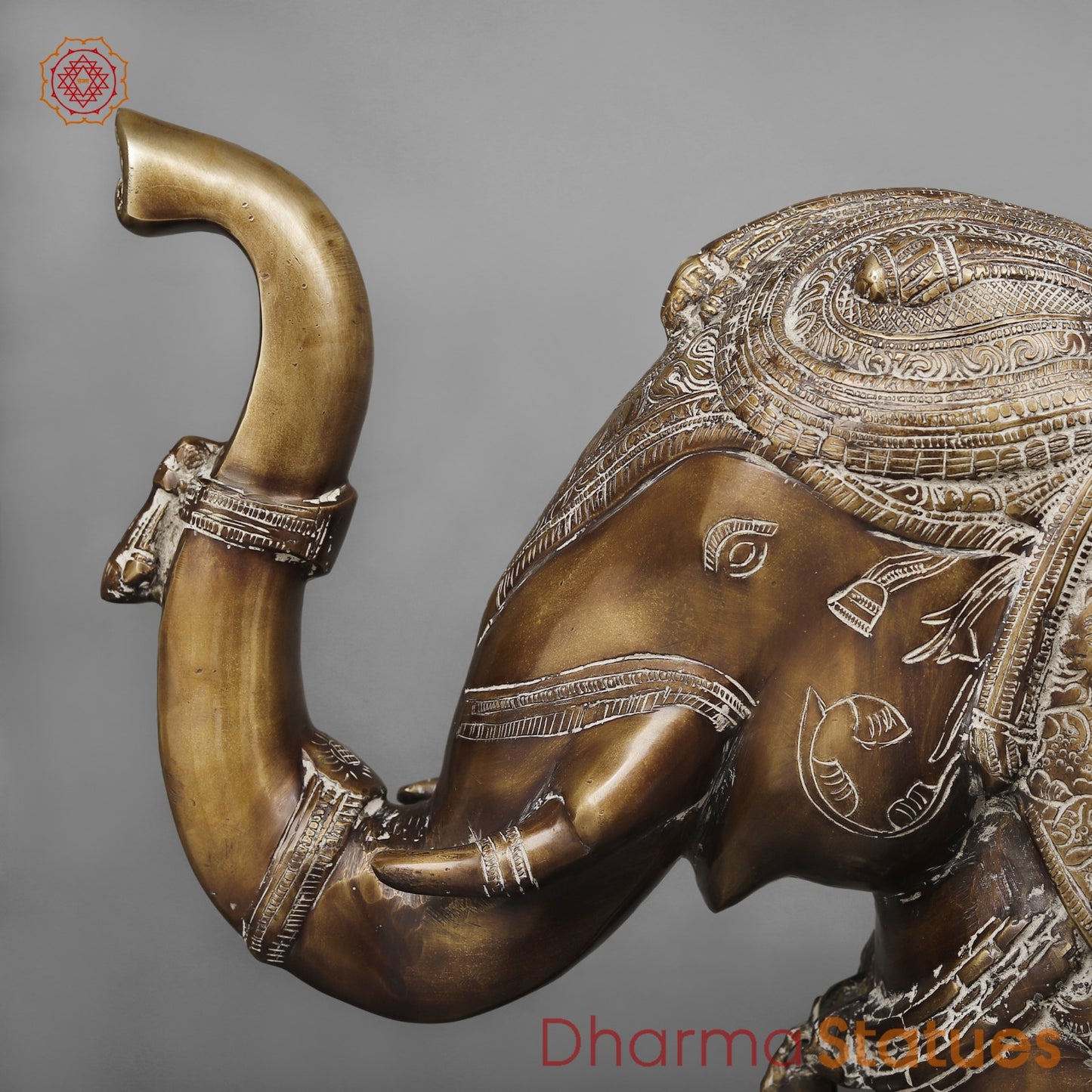 Brass Elephants Standing Fine, Antique finish 22”