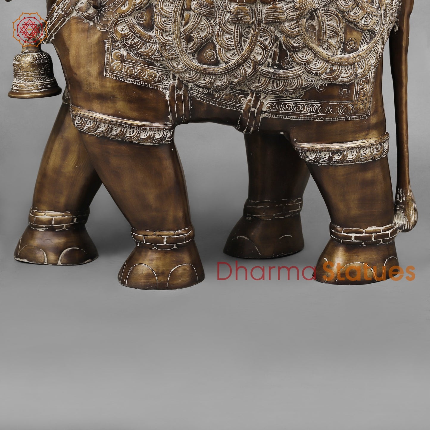 Brass Elephants Standing Fine, Antique finish 22”