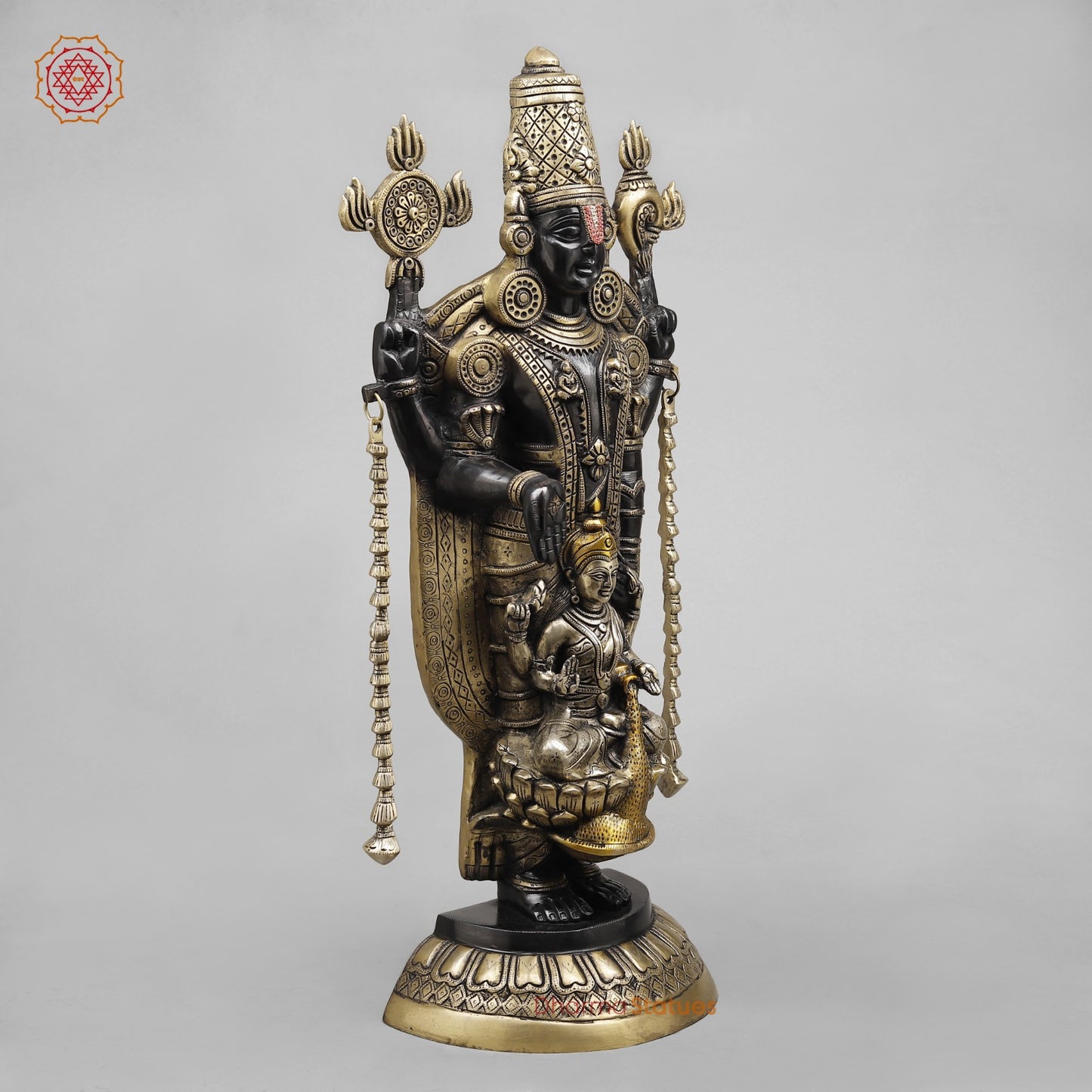 Brass Balaji Standing With Laxmi, Royal Black finish 28”